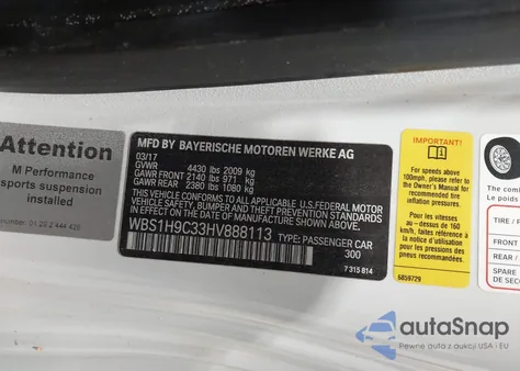 2017 BMW M2 z USA, uszkodzony, nr VIN WBS1H9C33HV888113